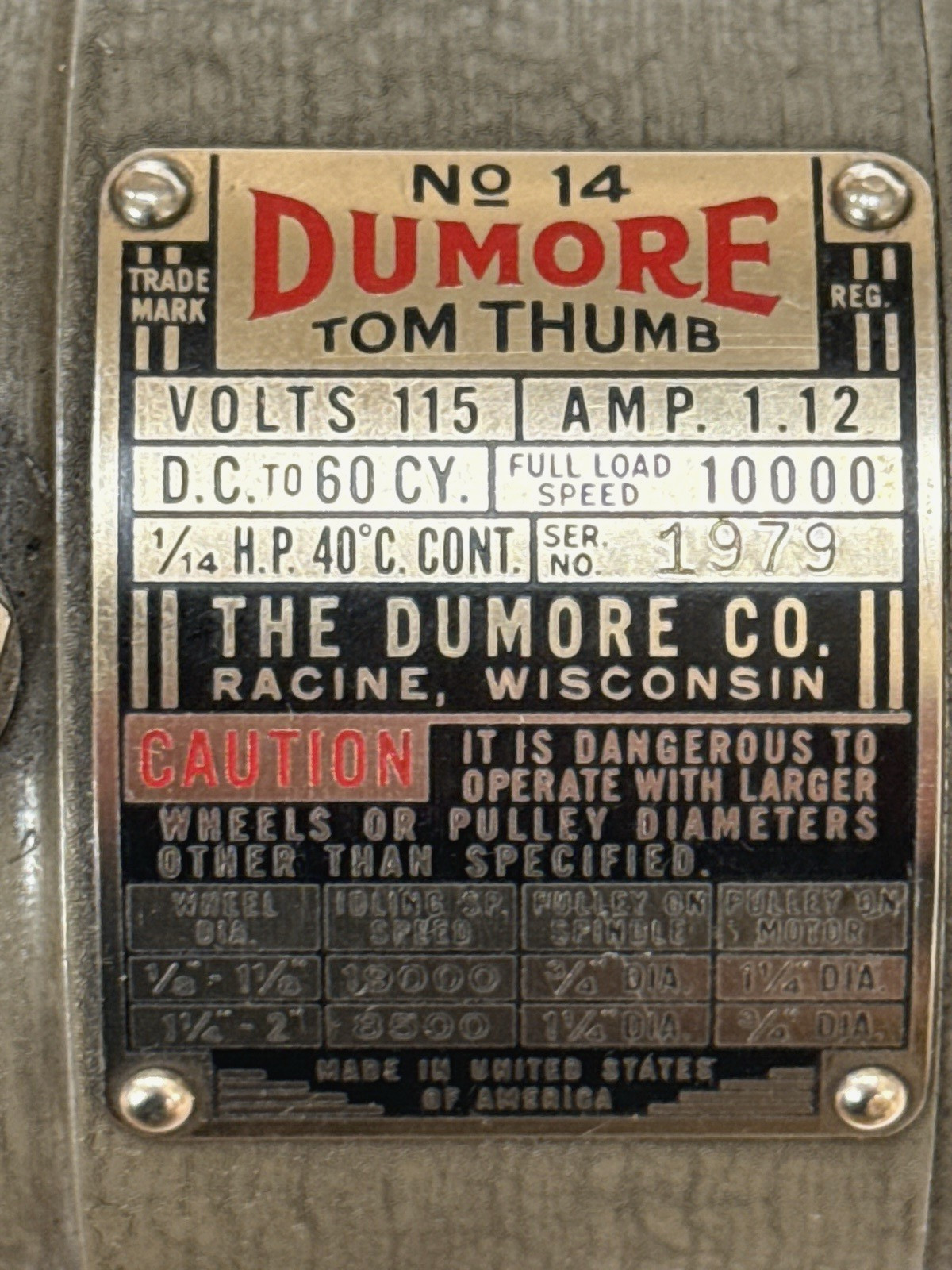 Dumone No. 14 Tool Post Grinder w/ Metal Carry Case – TESTED VERY GOOD COND