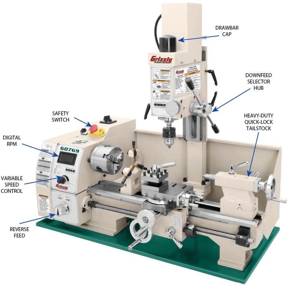 G0769 8″ x 16″ Variable-Speed Combination Lathe/Mill