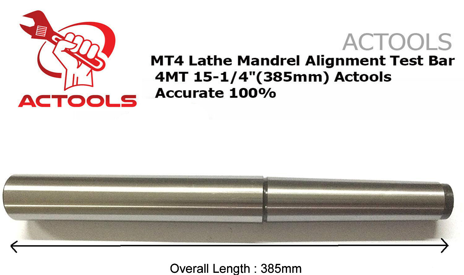 MT4 Lathe Mandrel Alignment Test Bar 4MT 15 1/4″ 385 mm Accurate 100 % USA