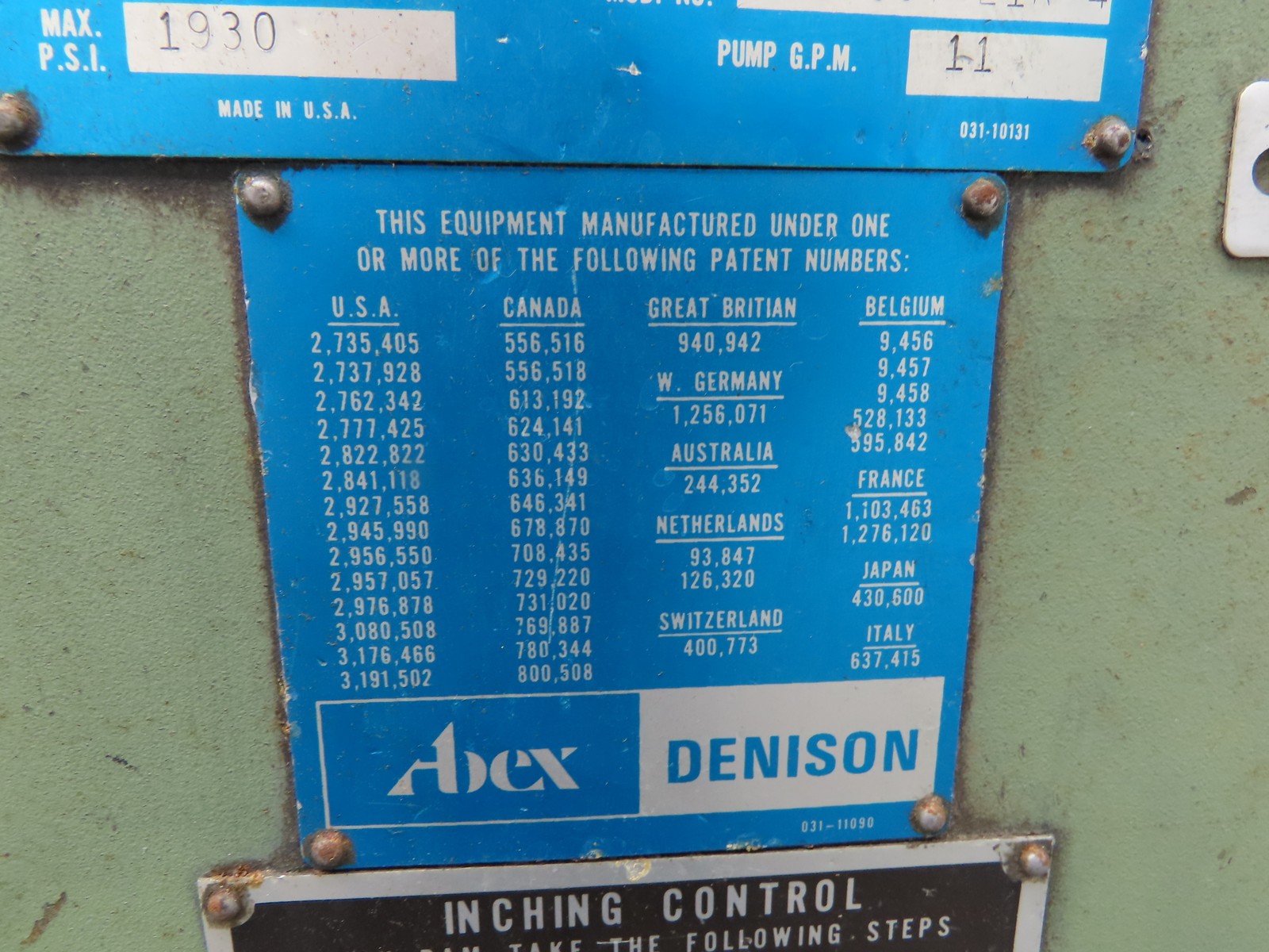 Denison Multipress Electric Over Hydraulic Press 8 Ton 12″ Stroke 230V