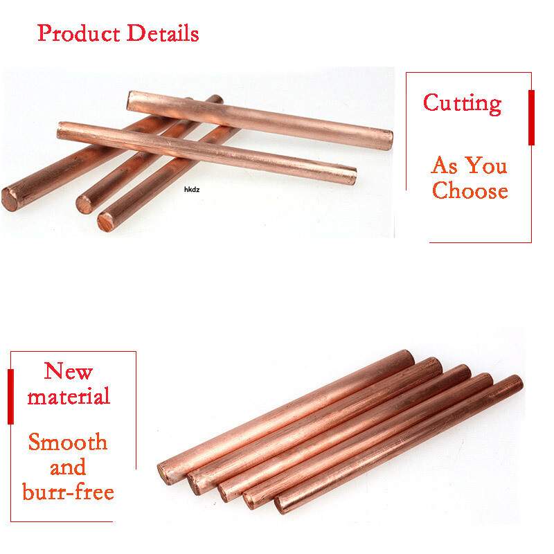T2 Pure Copper Round Bar Rod Metal Solid Rods Anodic Dia 6mm-50mm Length 100mm