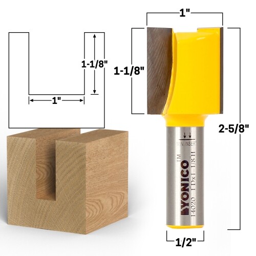 1″ Diameter X 1-1/8″ Height Straight Router Bit – 1/2″ Shank – Yonico 14020