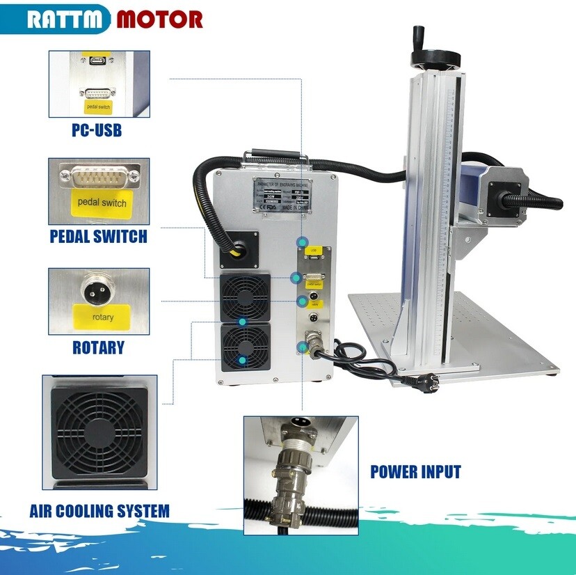 Raycus/JPT M7 MOPA 20W 30W 50W 60W Fiber Laser Marking Machine Engraving Metal
