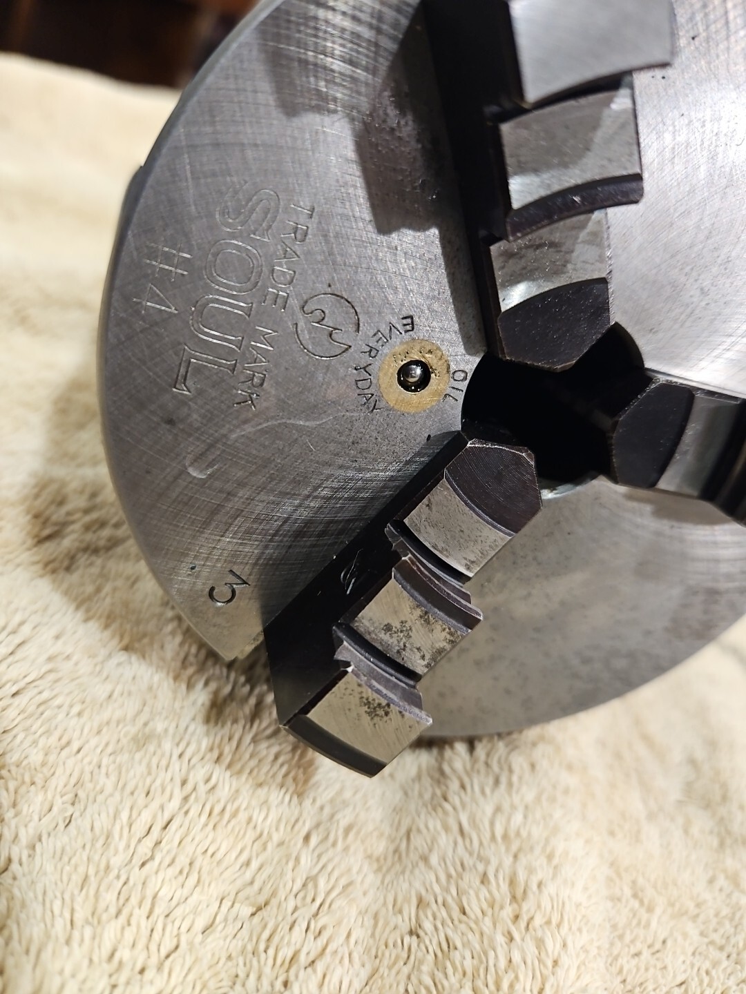 Lathe Chuck Soul 3 Jaw #4 4″ Arbor B&S 12 With Key JAPAN