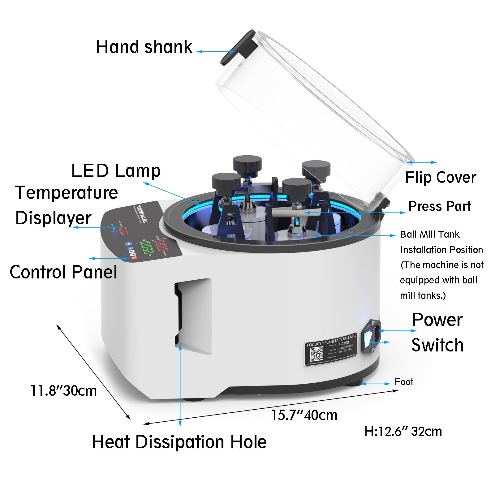 Lab Planetary Ball Grinding Mill Grinder Desktop Dry Wet Vacuum Grinding 150W
