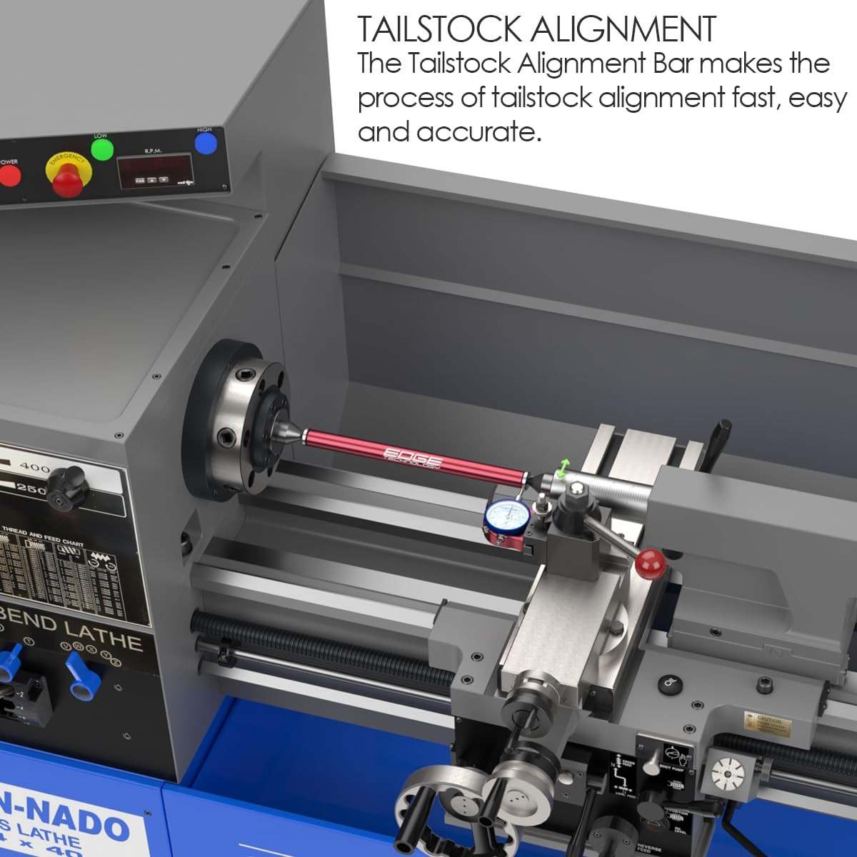 27-000 Tailstock Alignment Bar – 12” Lathe Alignment Test Bar – Precision Ground