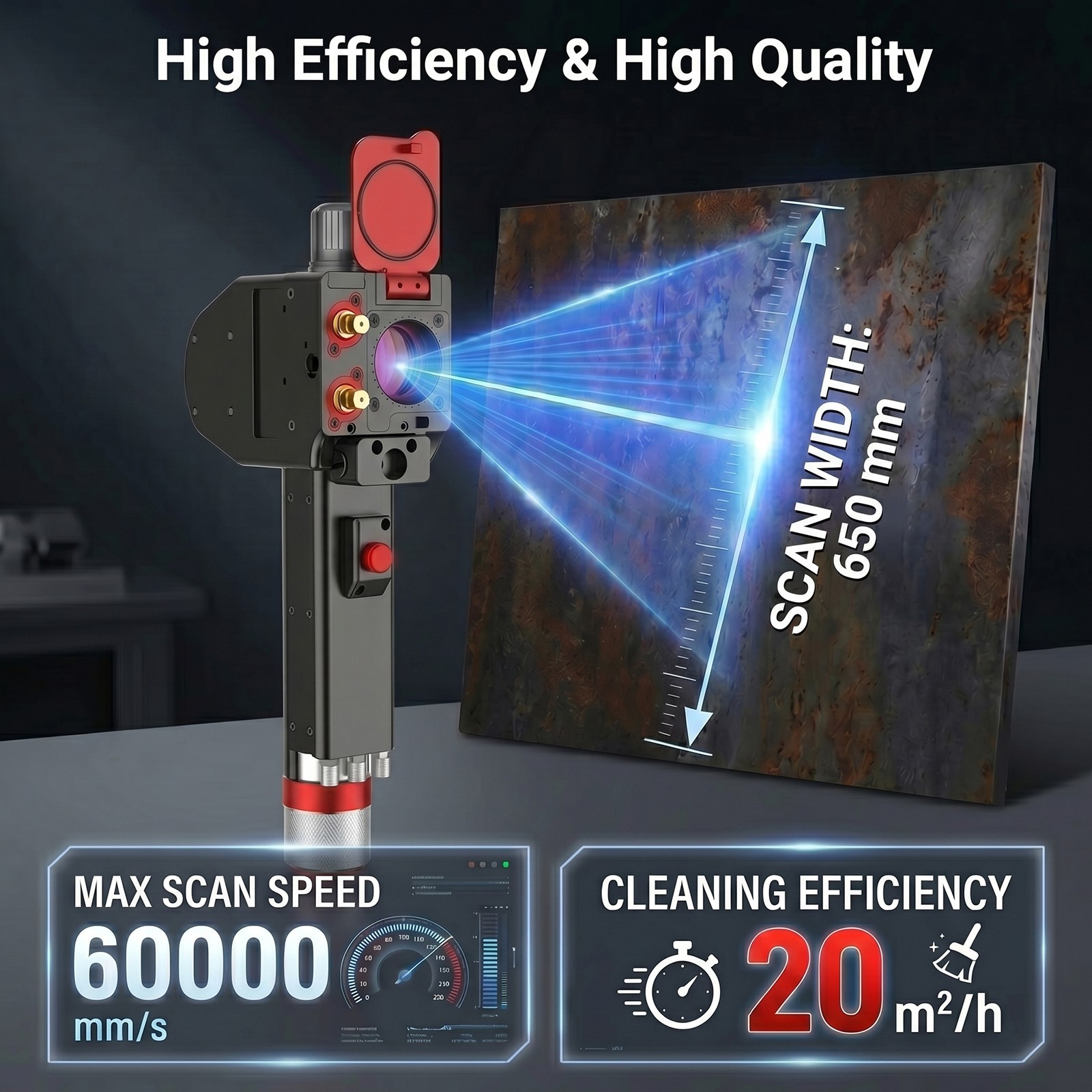 Scotle 1200W Fiber Laser Cleaning Machine Rust Paint Oxide Remover Air Cooled US