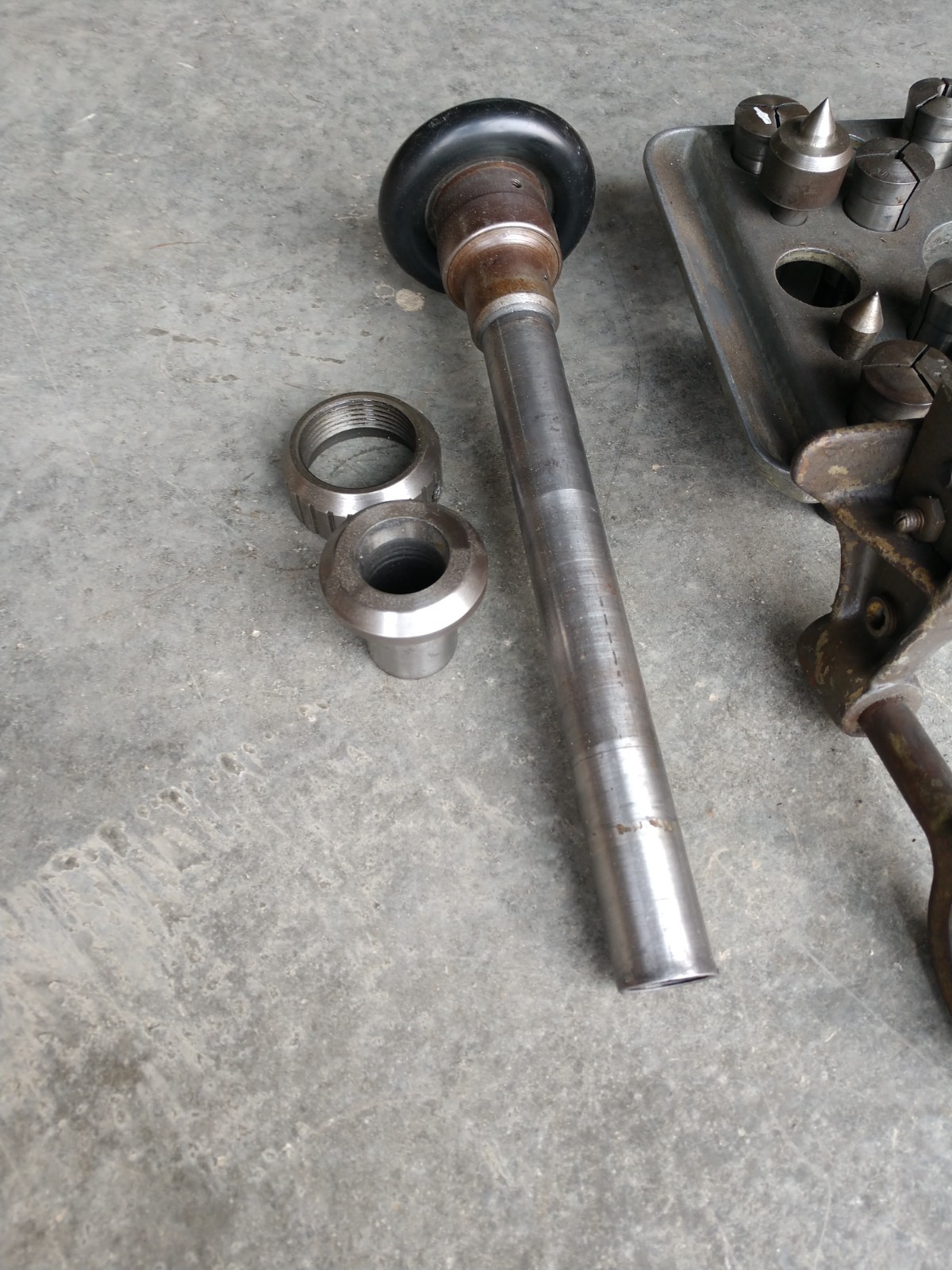 South Bend Heavy 10 Collet Rack, 5C Collets, Holder, Nose piece And Draw Bar
