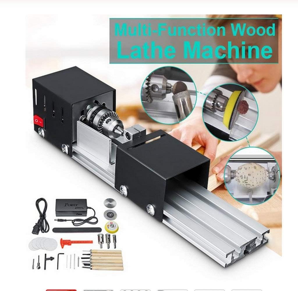 Versatile Mini Lathe Machine for Woodworking with HSS Cutting Pieces Included