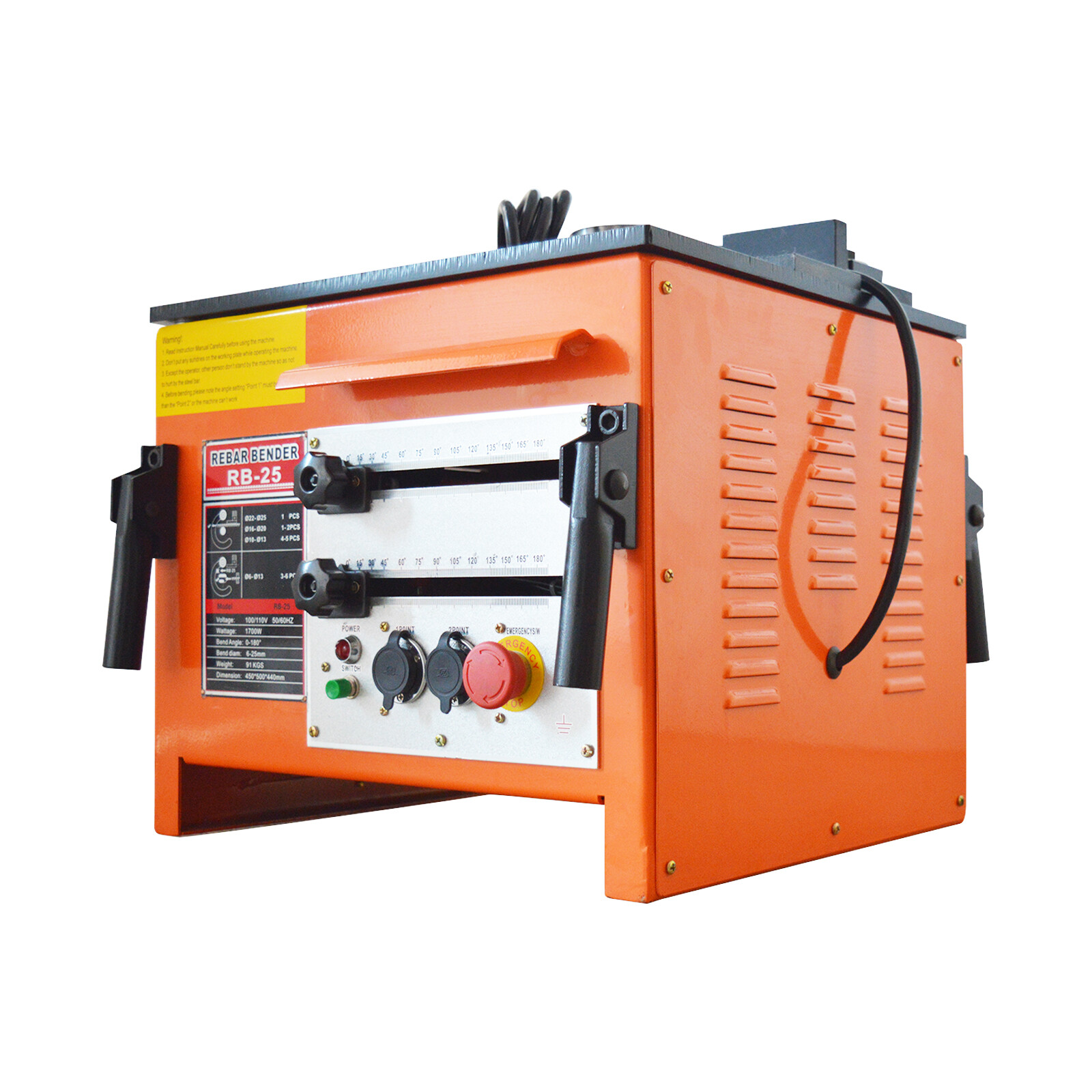 110V Electric Rebar Bender With Foot Switch Steel Bar Bending Machine 6mm-25mm