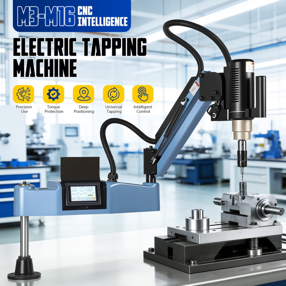 M3-M16 Electric Tapper 375rpm 1100mm Flex Arm Universal Tapping Arm w/9 Collets