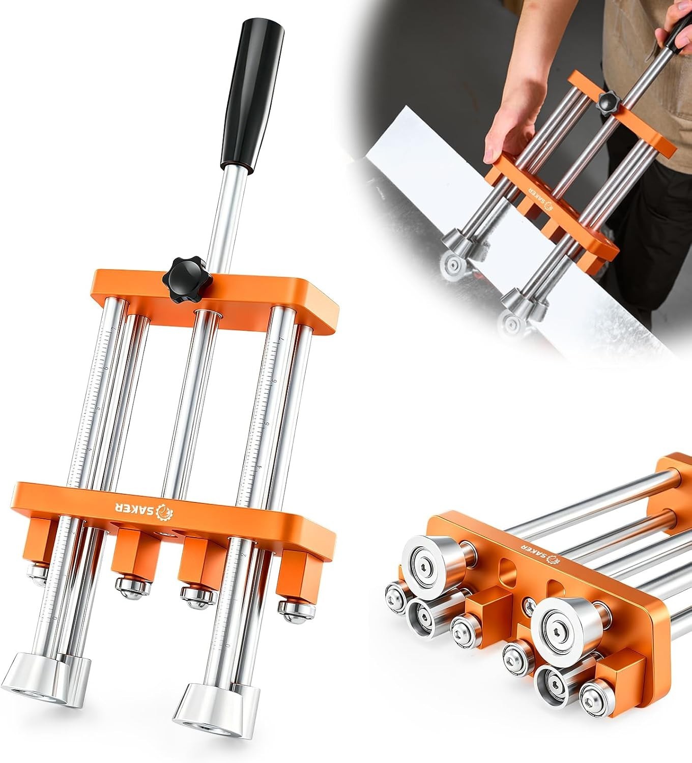 Sheet Metal Bender 2 Station Roller Tool 0-100° Range w Adjustable Depth Gauge