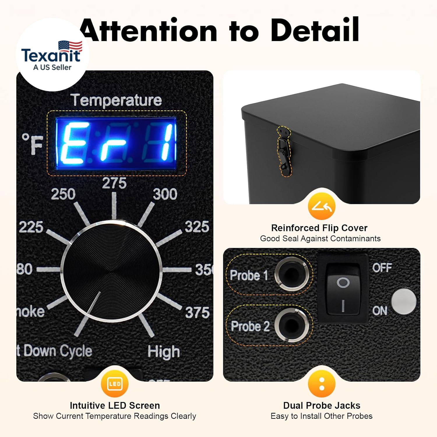 120V Pellet Smoker Hopper Assembly Kit with Digital Temperature Controller, Elec