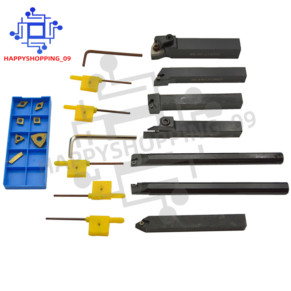 Metal Lathe Cutting Tools – 7PCS 1/2″ Indexable Lathe Turning Tool with 7Pcs Ind