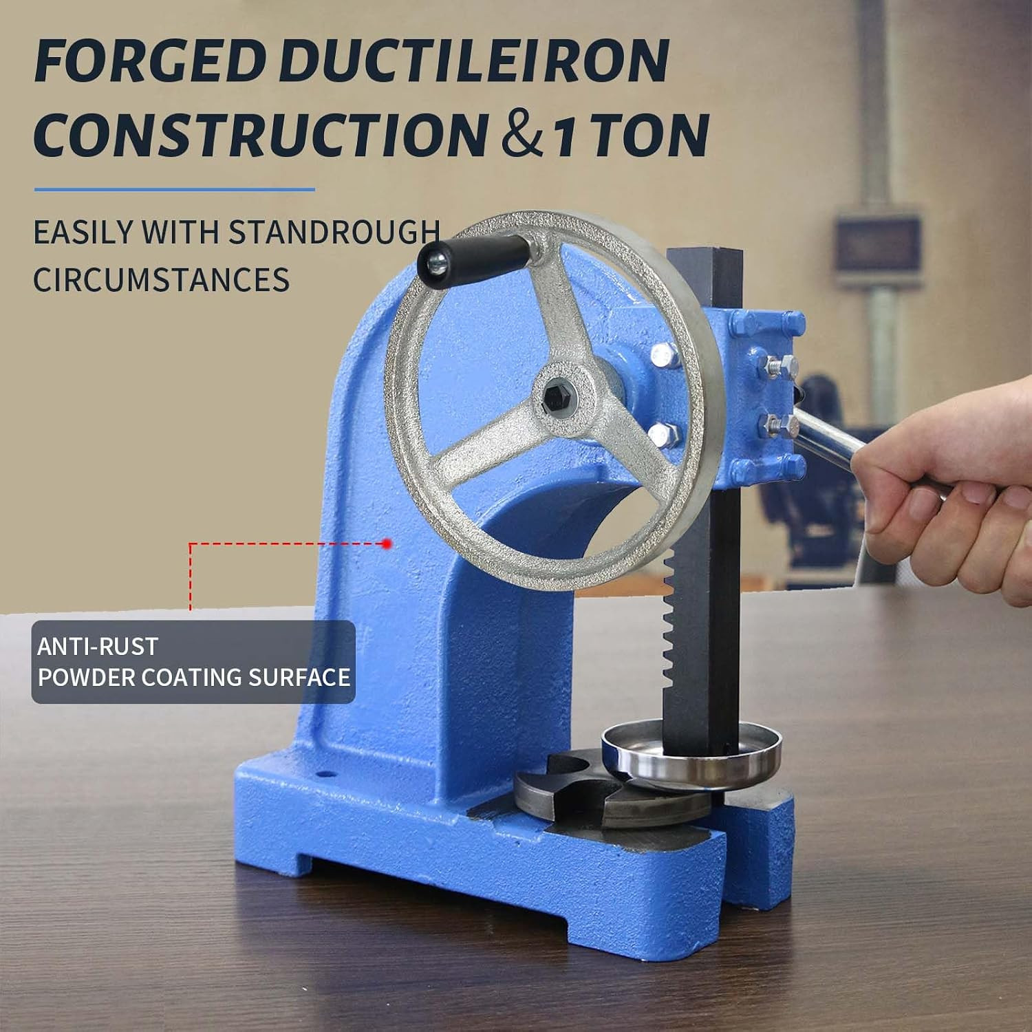 Arbor Press 1 Ton, Ratchet Leverage Press with Handwheel, 5.5″Maximum Height, Ma