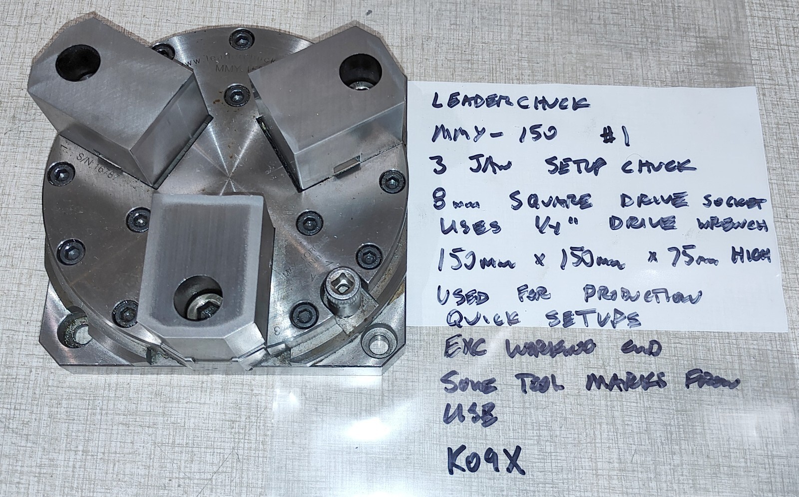 Leaderchuck MMY-150 3 Jaw Setup Chuck #1 w/ 8mm Sq. Drive Socket K09X