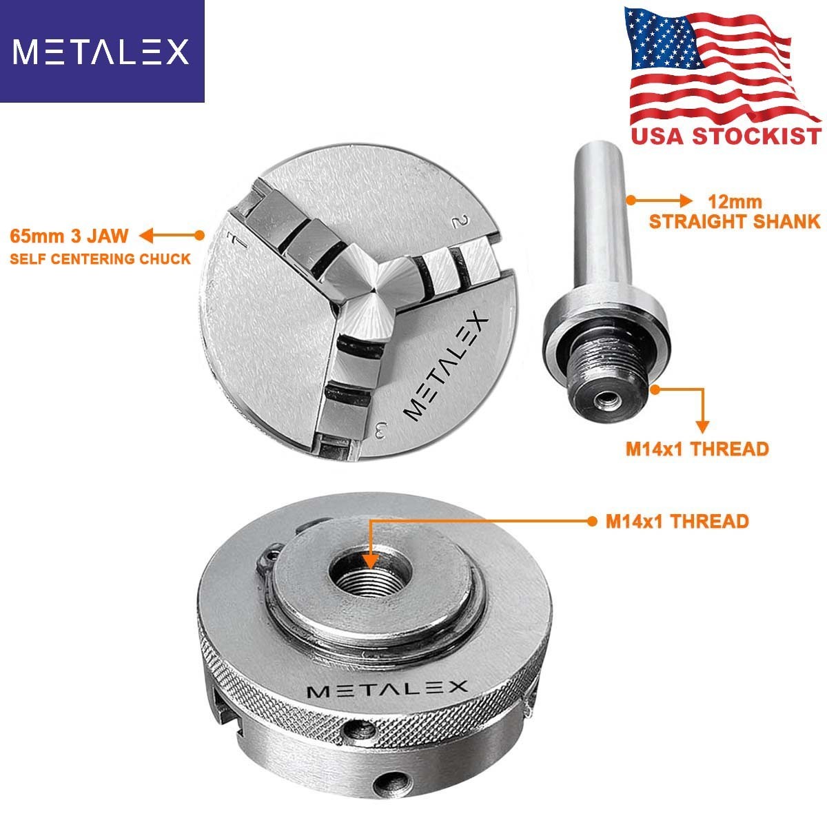 2-1/2″ 3 Jaw 2.5″ Self Centering MIni Small Baby Lathe Chuck 12mm Straight Shank