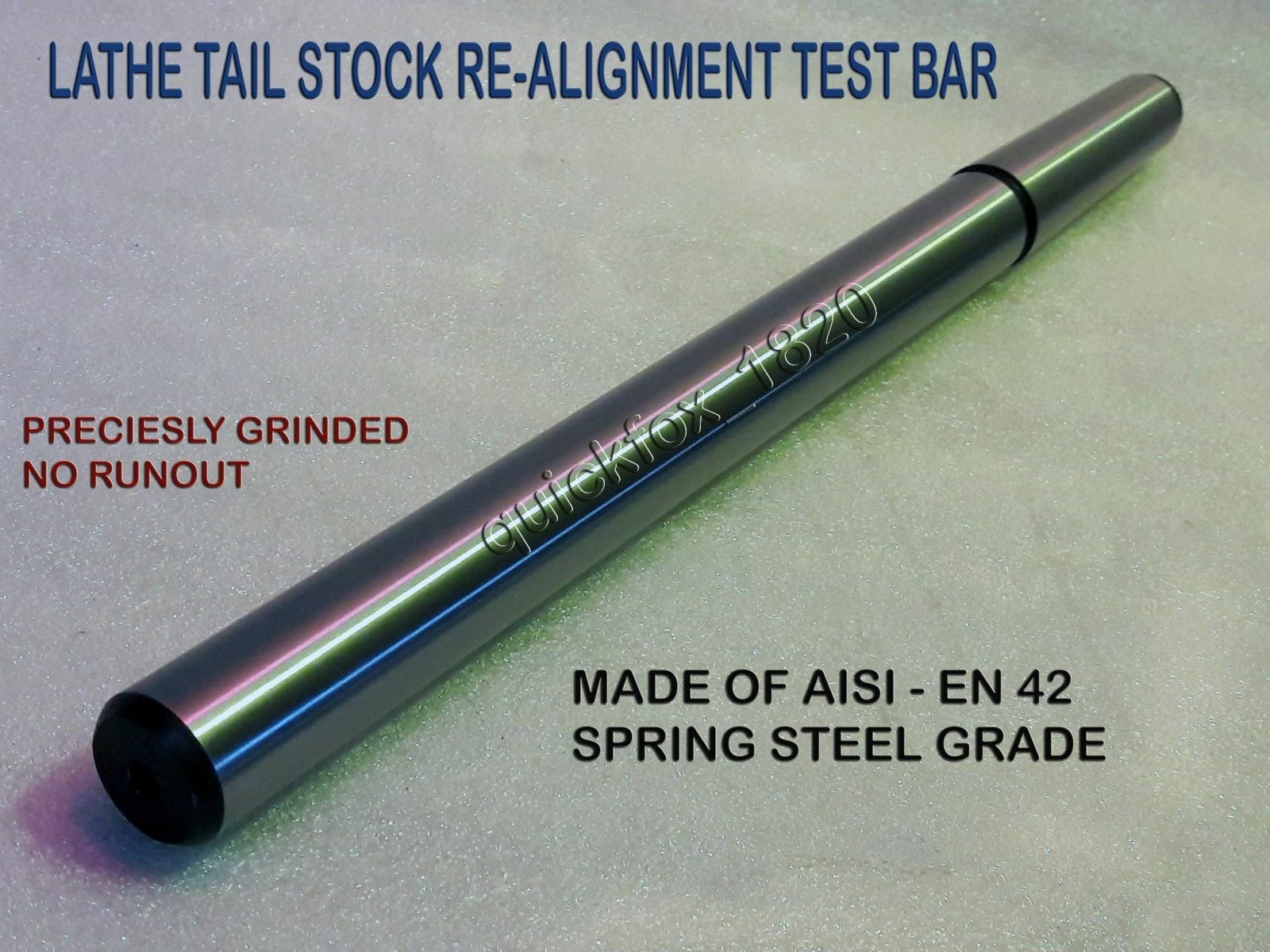 LATHE TAIL STOCK HEAD STOCK ALIGNMENT TEST BAR EN-42 ALLOY STEEL MT3 COLCHESTER