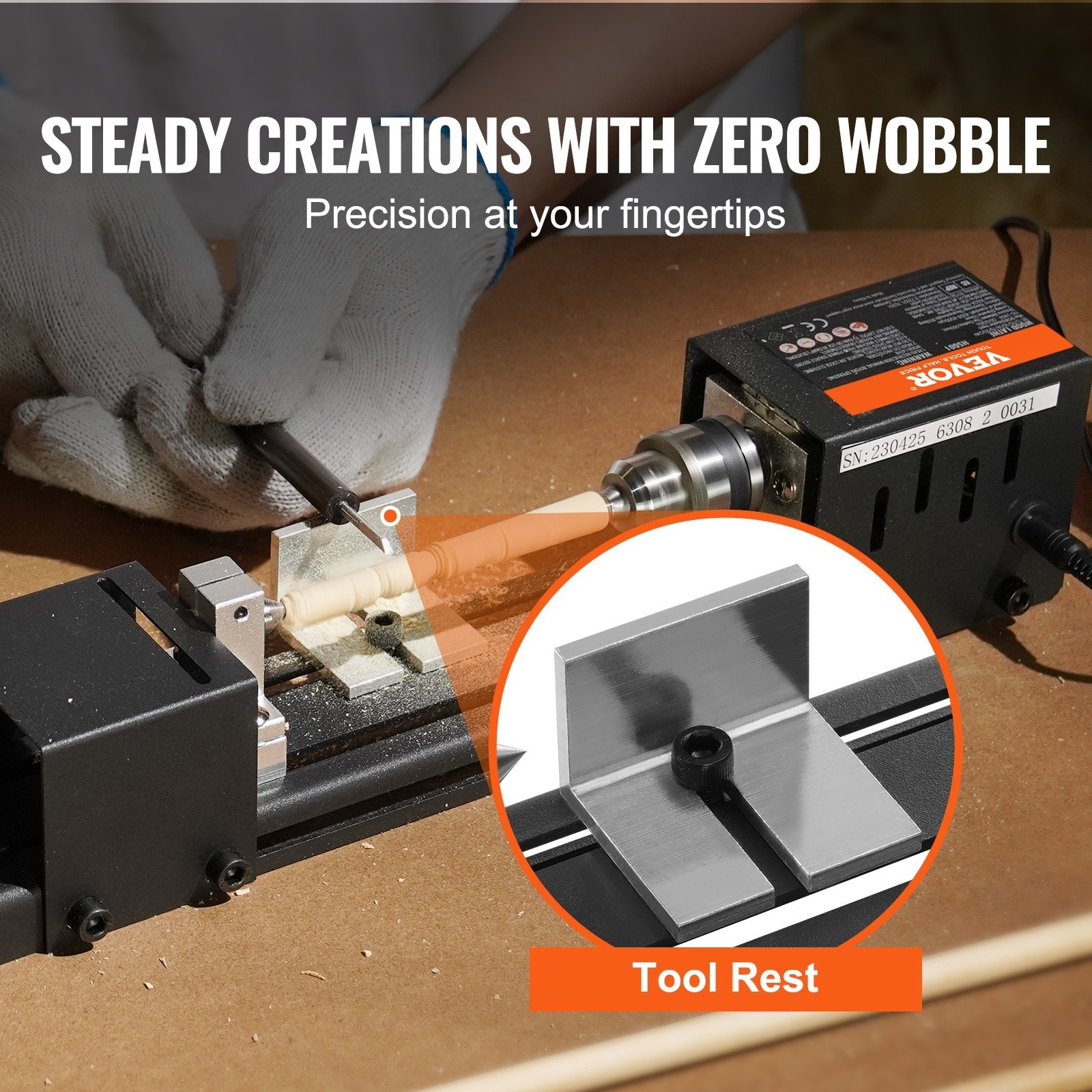 Mini Lathe Machine 24V 96W Mini Wood Lathe Tools 2.76 in x 6.3 in 7 Speeds