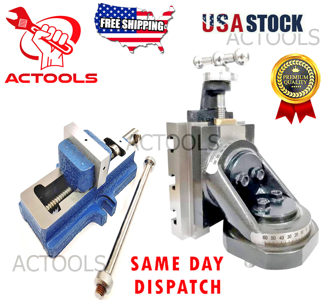 Self Centering Vice 2″ 50mm With Vertical Milling Slide Swivel Base 4″x5″ USA