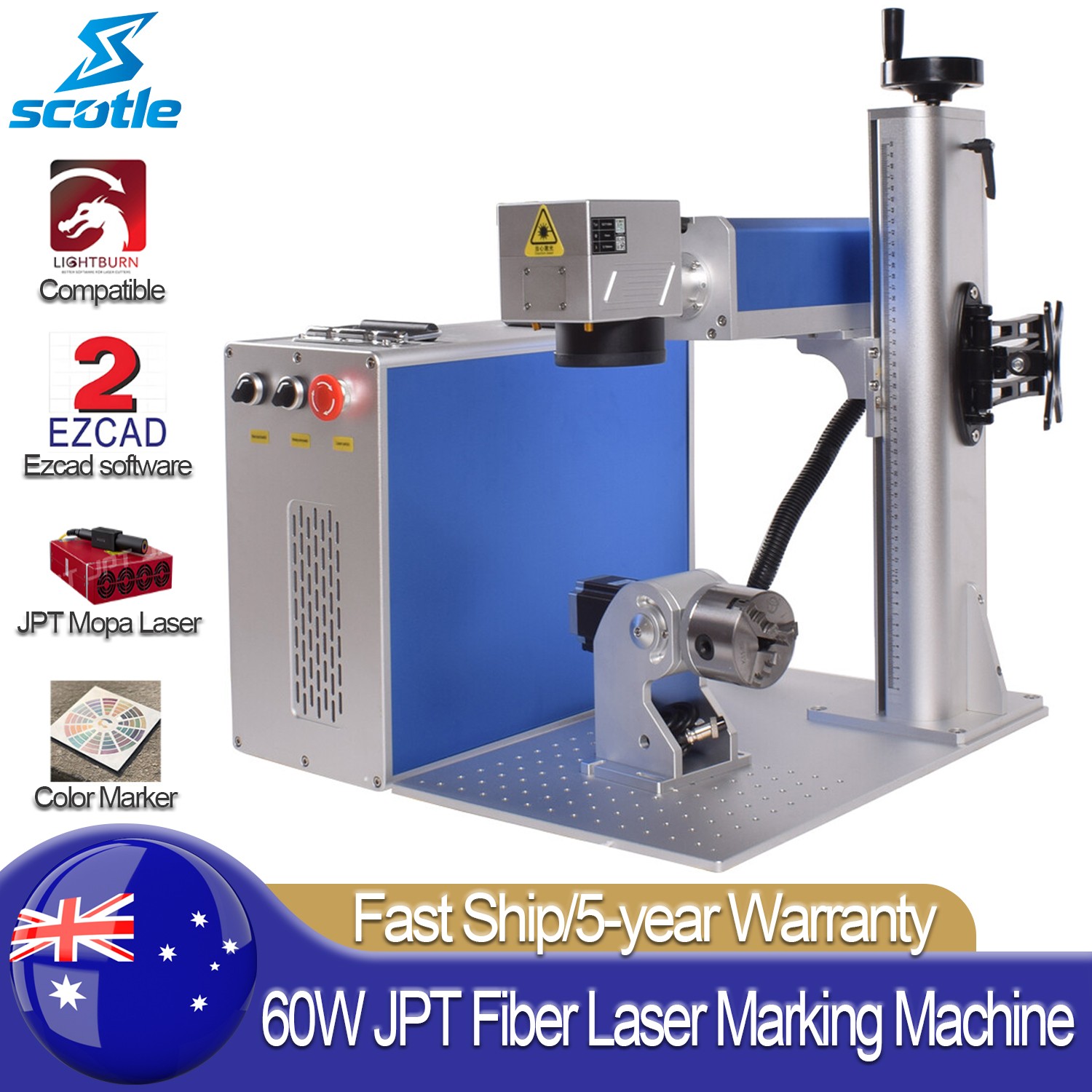 60W JPT Mopa Fiber Laser Marking Machine for Metal Steel Engraving Color Marker