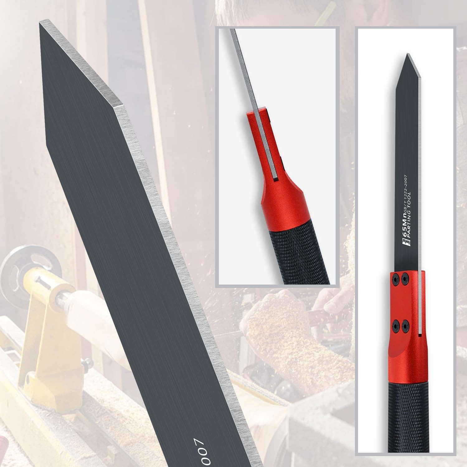 Woodturning Parting Tool,Durable Wood Lathe Tools 65Mn Steel Blade, Aluminum …