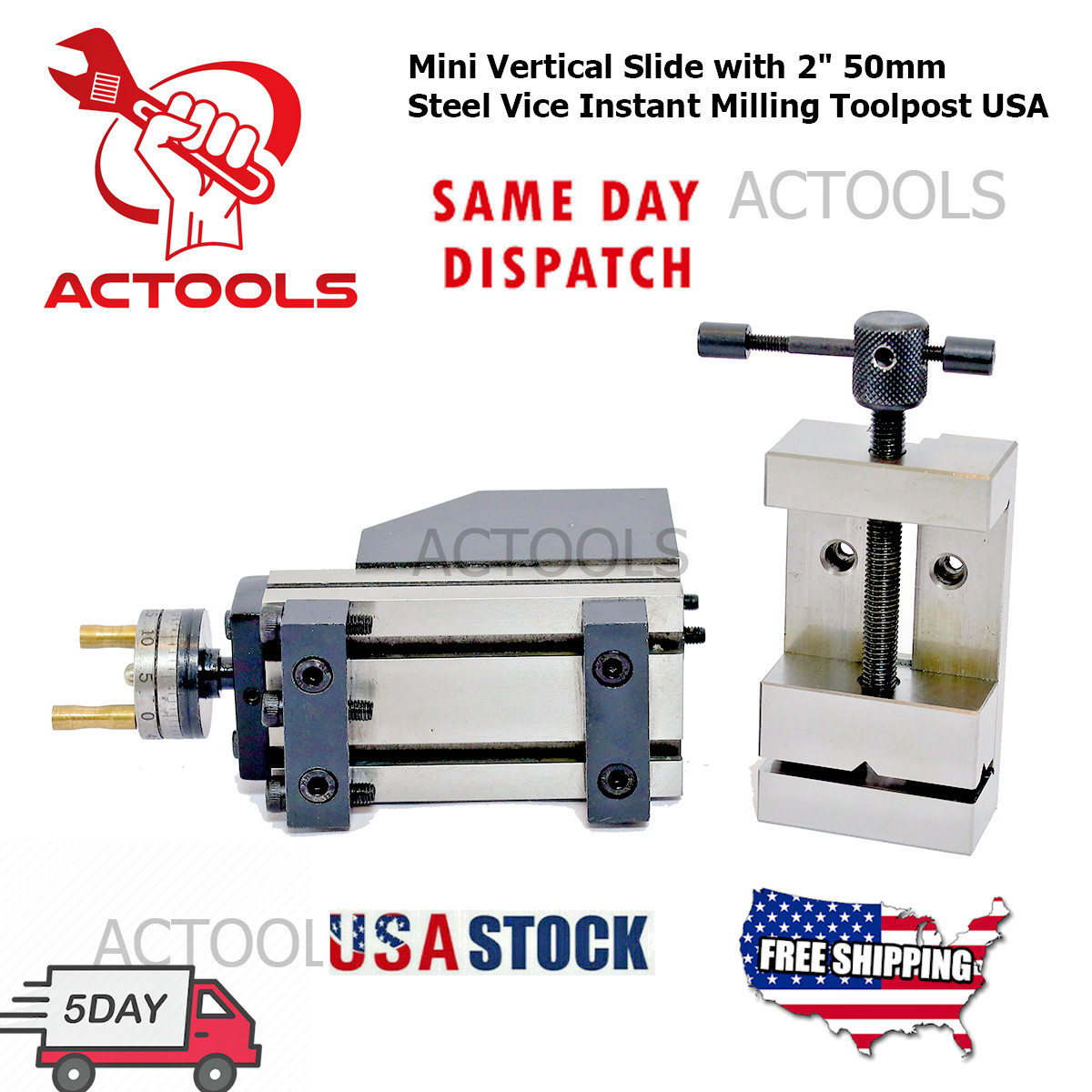 Mini Vertical Slide With 2″ 50mm Steel Vice Instant Milling Tool Post USA