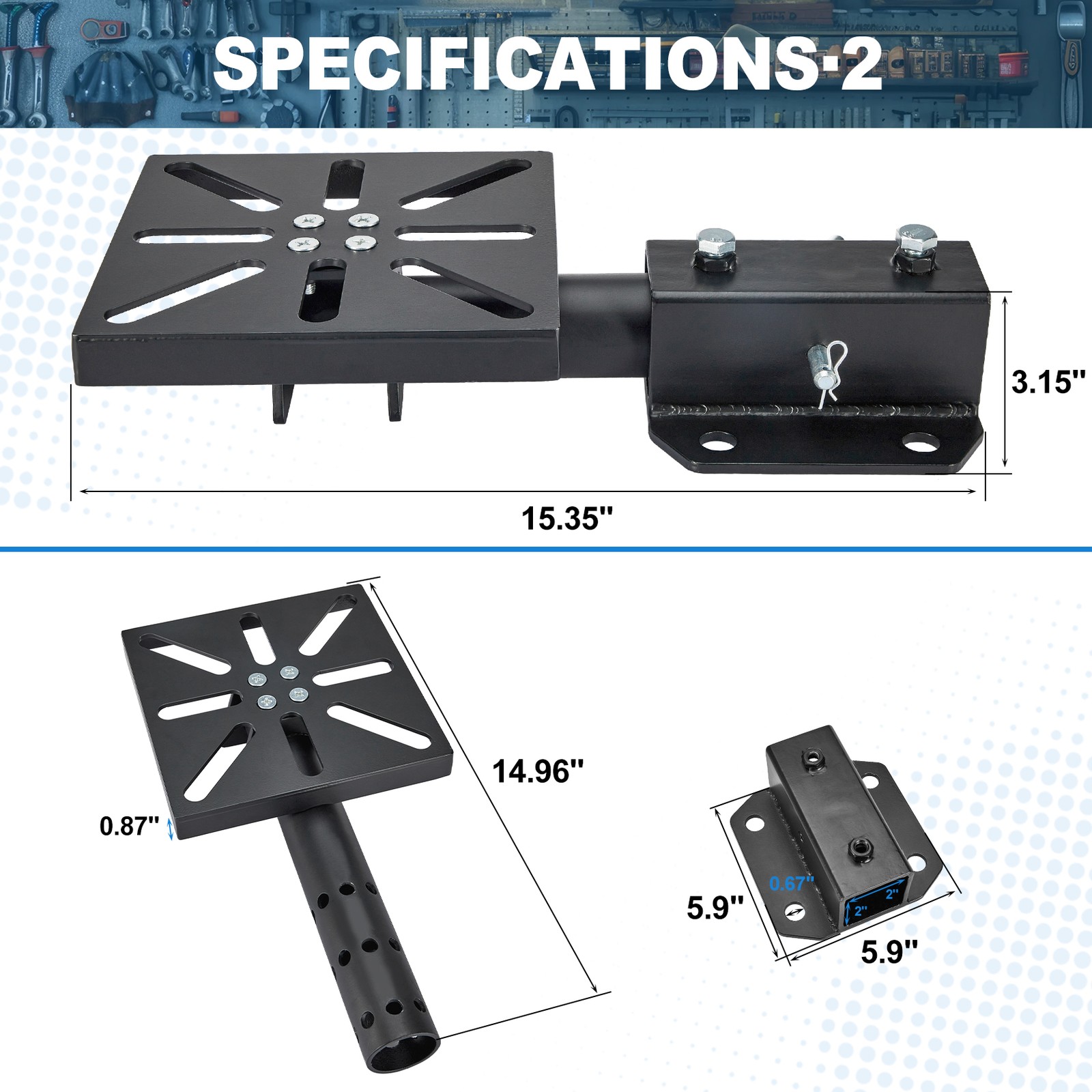 Universal 7.9″ x 7.9″ Mounting Plate Rotating Bench Mount For Bench Vise Grinder