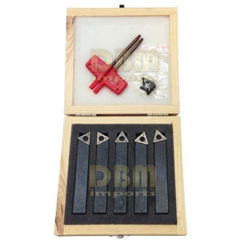 5 PC 1/2 Indexable Carbide Insert Turning Tool + 10 PC 1/2 Inserts