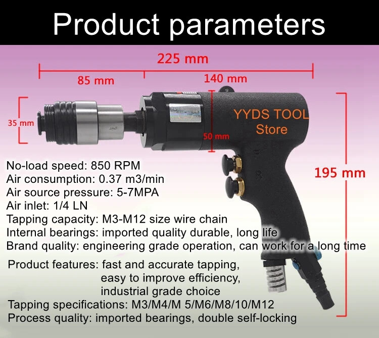 Hand-held Gun-type Taps Back To The Clamps Pneumatic Tapping Machine