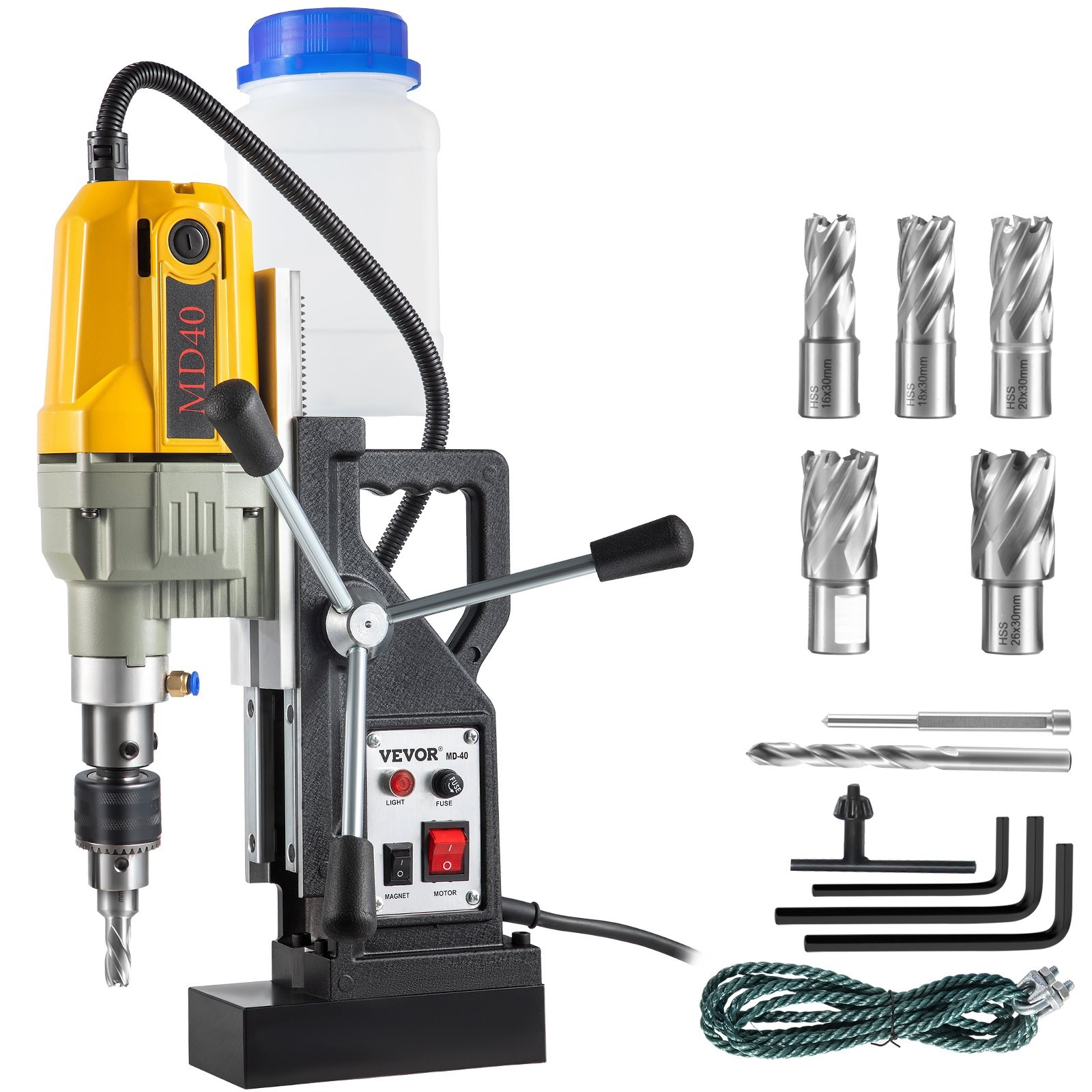 Magnetic Drill, 1100W 1.57′ Boring Diameter, 2697lbf/12000N Portable Electric