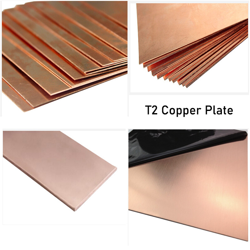 0.5mm-5mm Thick T2 Pure Copper Plate / Sheet Copper Block Laser Cut Metal Sheets