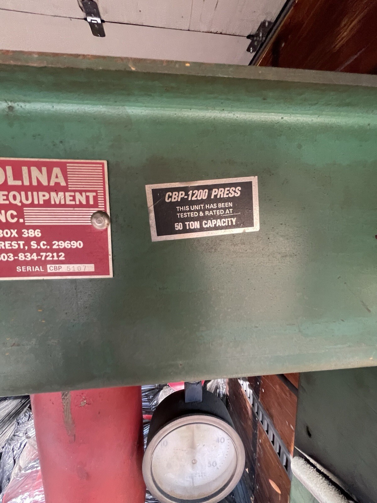 Carolina tool and equipment CBP-1200 50 ton hydraulic Shop press CBP1200