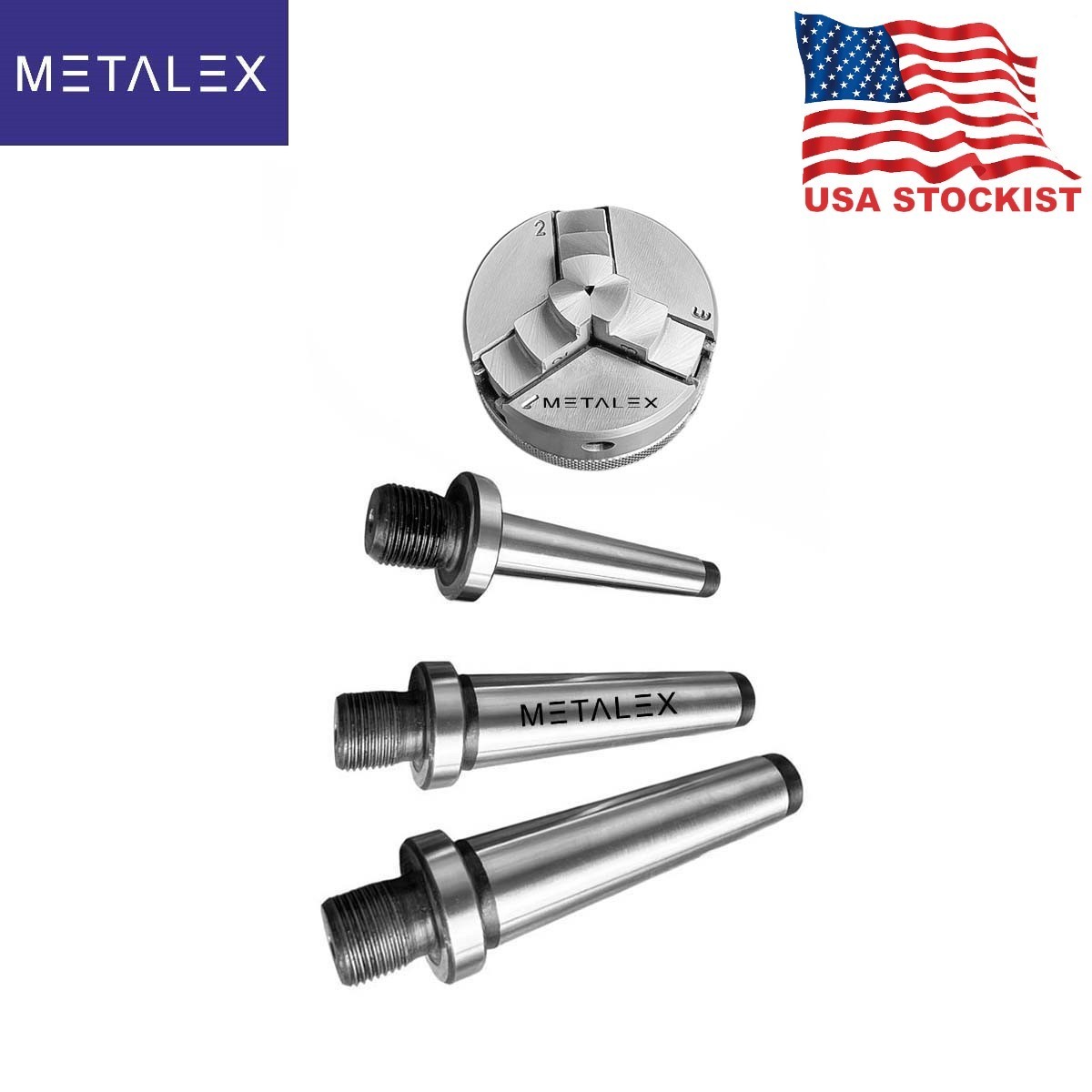 2″ 3 Jaw Self Centering Mini Small Baby Lathe Chuck Set MT1 MT2 & MT3 Arbors Kit