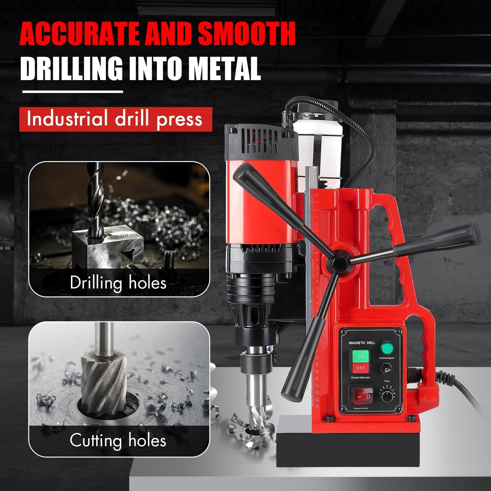 110V 1550W Drill Press, 2″ Drilling Capacity, 500 RPM, Variable Speed Magnetic