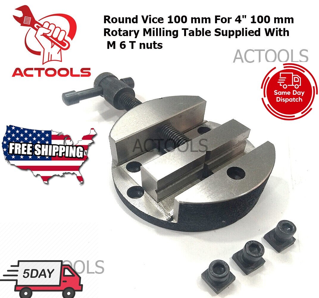 Round Vice 100mm For 4″100mm Rotary Milling Table Supplied With M6 Tnuts USA