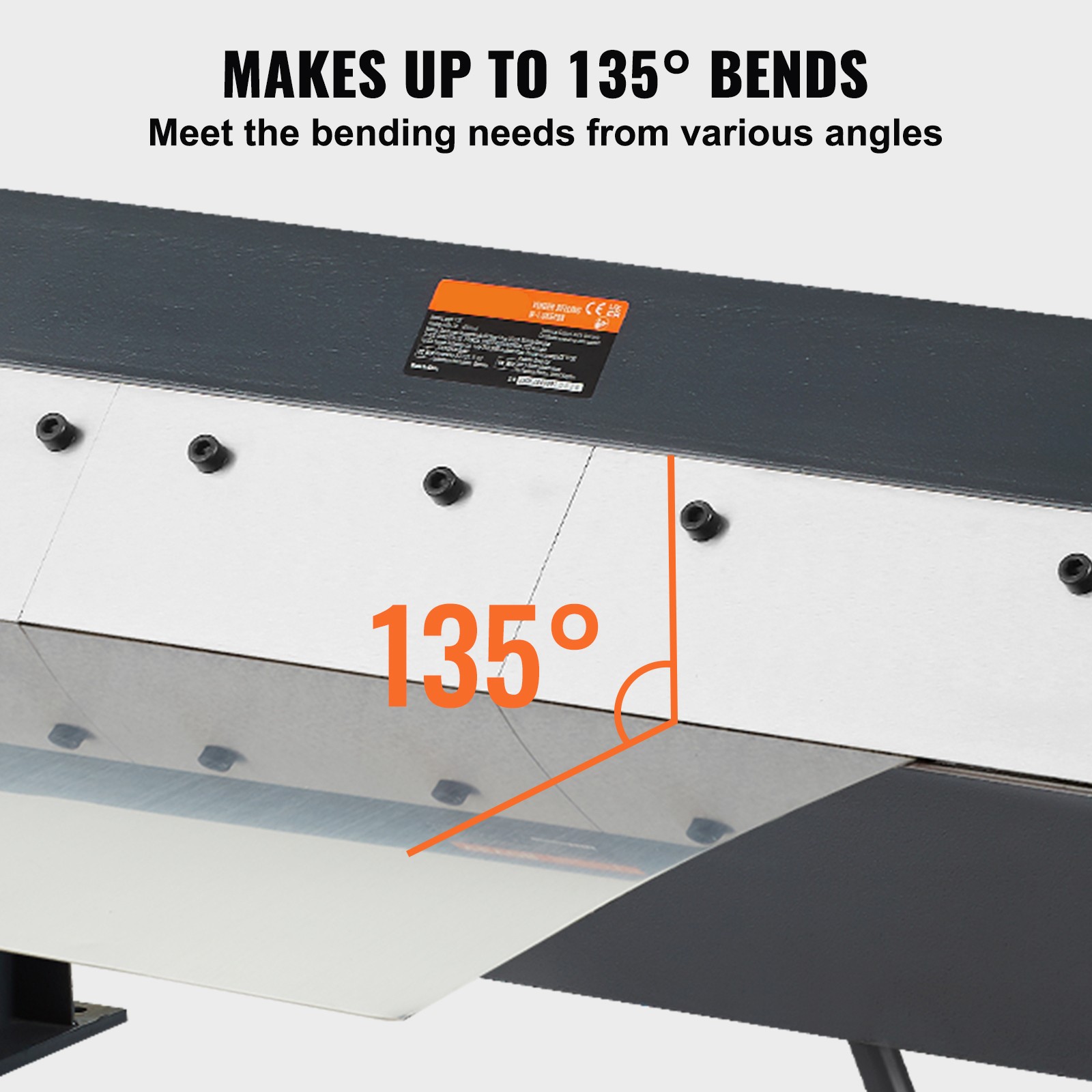 VEVOR 24 in Sheet Metal Bender 0-135° Brake Bending 14 Gauge Removable Fingers