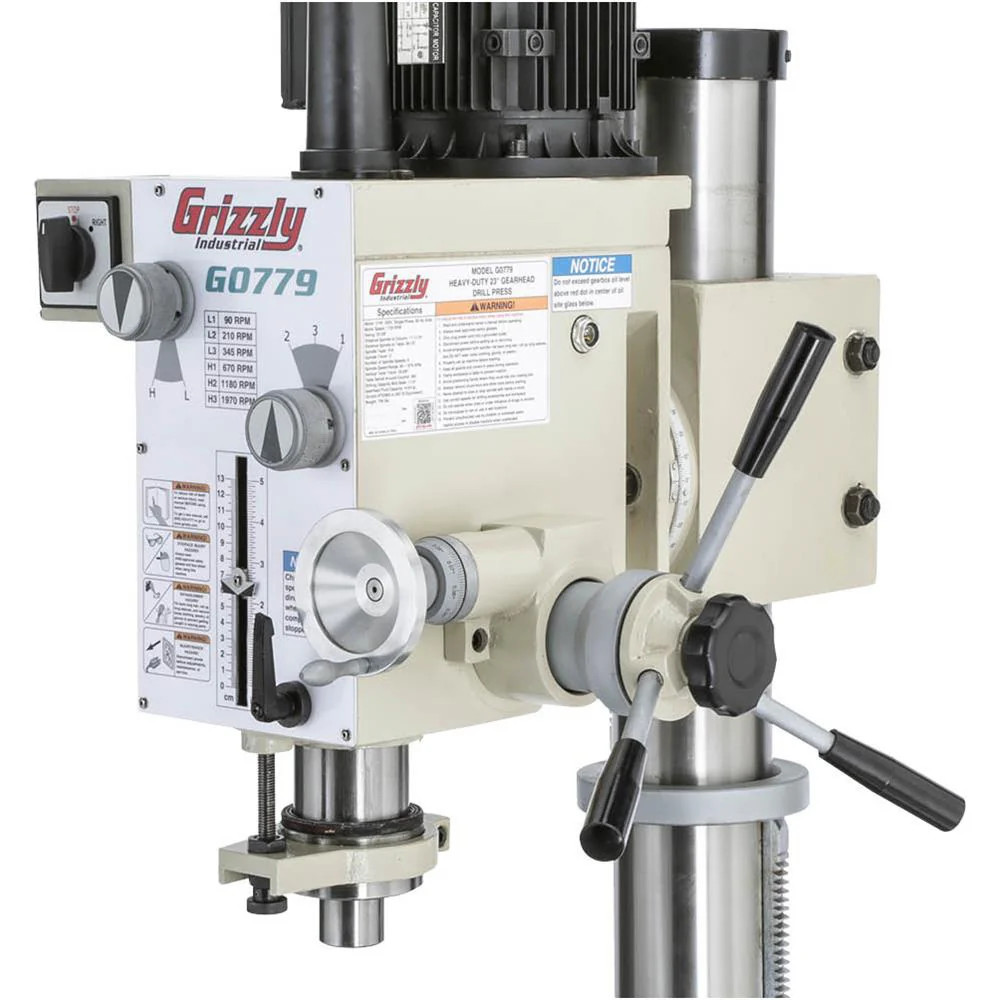 Grizzly G0779 220V 23-3/8 Inch Heavy-Duty Floor Model Gearhead Drill Press