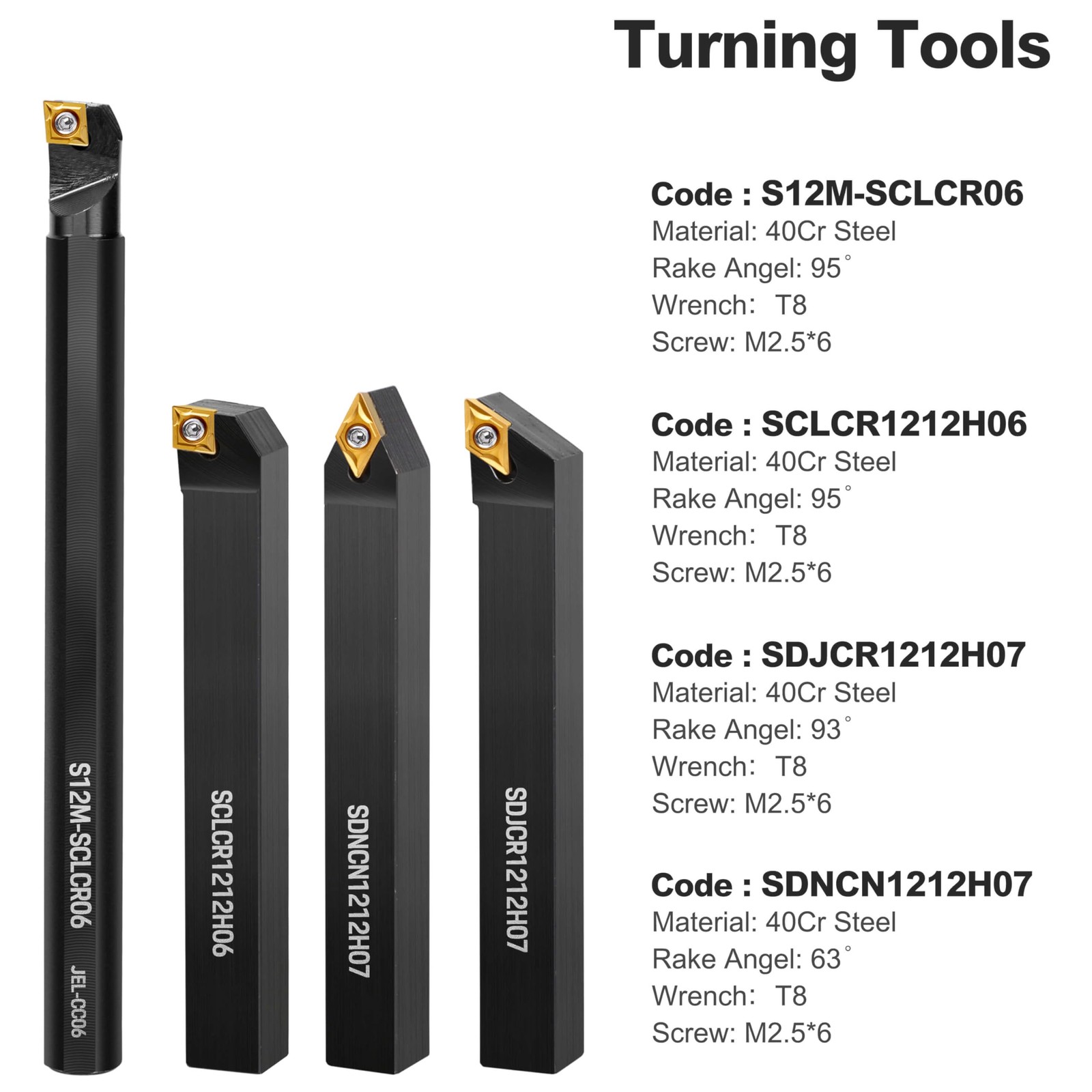 1/2″ Indexable Lathe Turning Tool Kit (7pcs), Includes 14pcs Carbide Inserts …