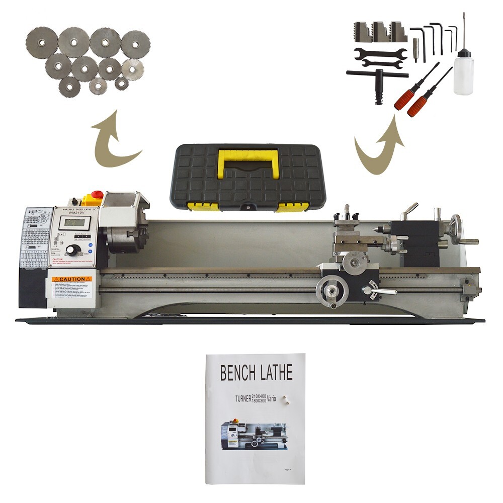 WM210V 8×32 Inch Precision Bench Lathe 110V 900W Brushless Motor 50-2500rpm