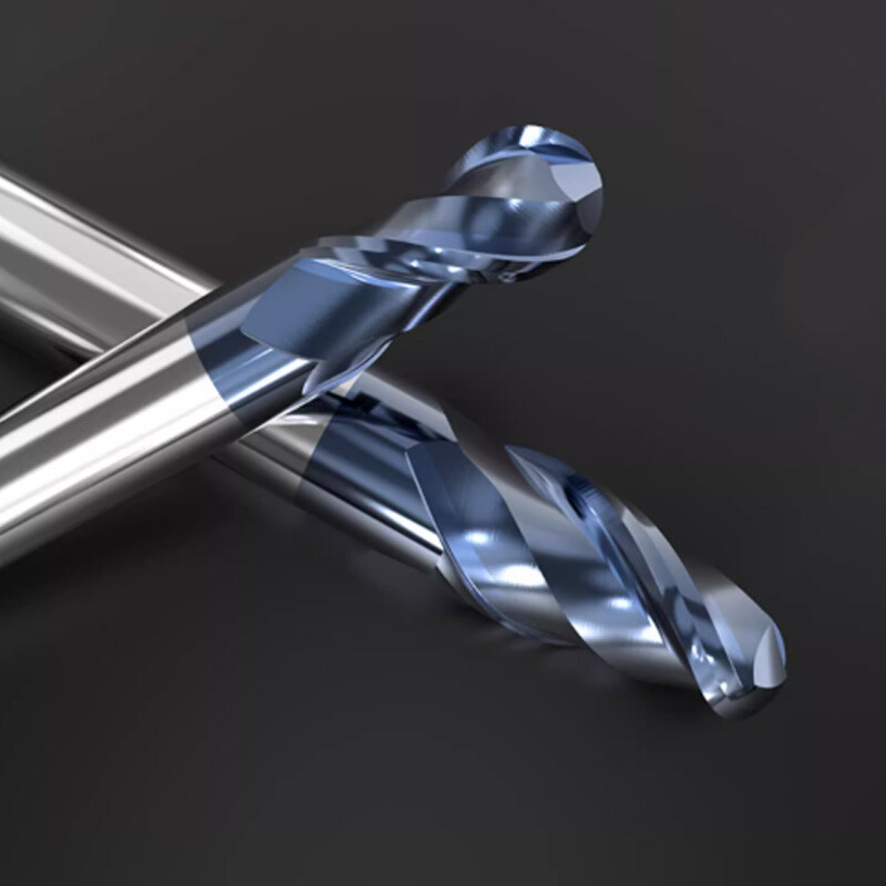 HRC45° 2 Flute Ball Nose End Mill Solid Carbide Milling Cutter Bit TiSiN Coating