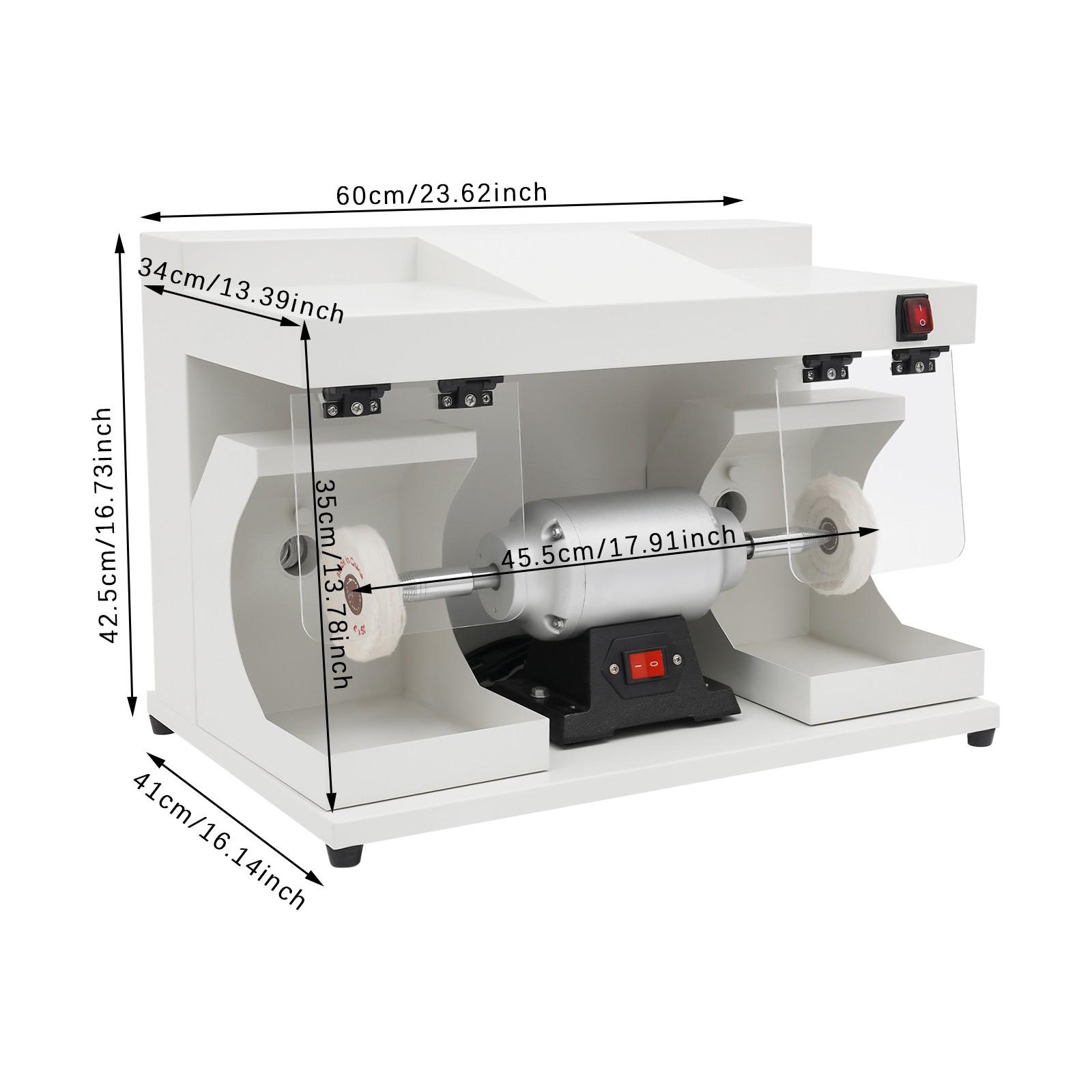 550W Electric Double Dust Shield Head Polishing Machine for Jewelry/Hardware/DIY