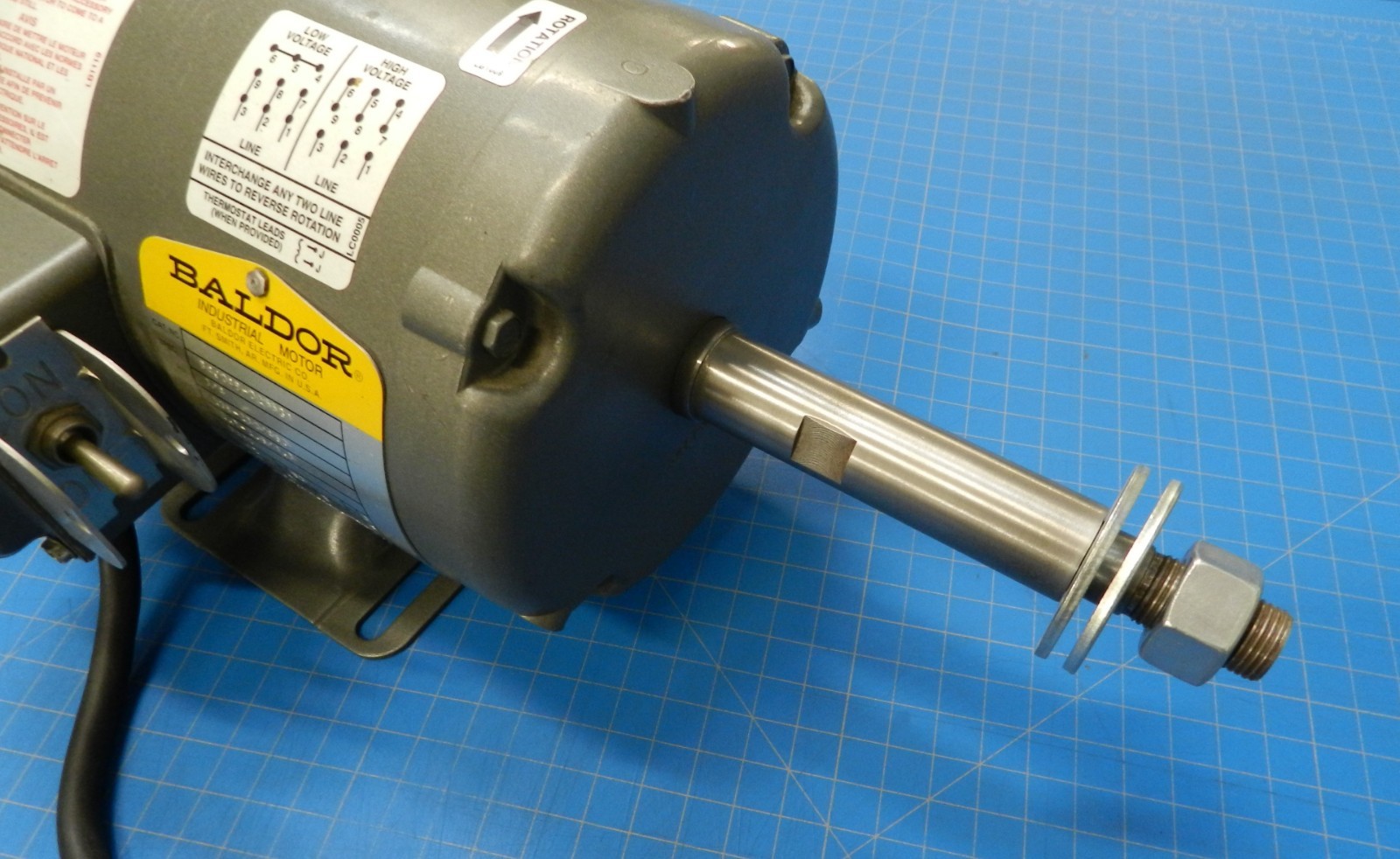 Baldor Industrial Motor 3/4HP, 1750 RPM, 3 Phase Motor with 5/8” Threaded Shaft